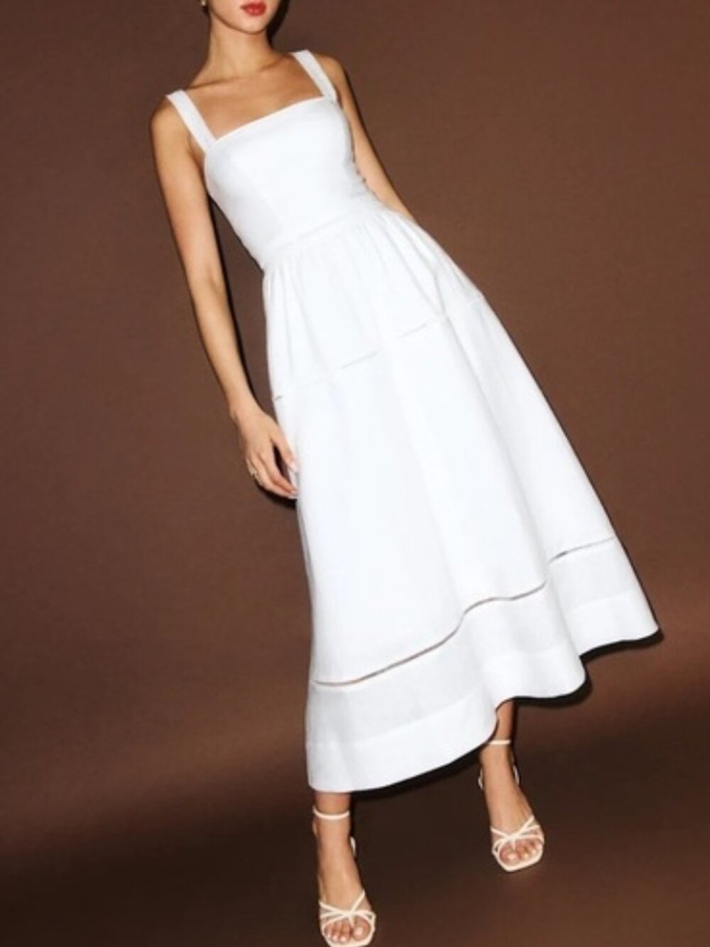 NEW Reformation Everett Linen Midi Dress White | US 6 UK 10 - Picture 4 of 16